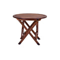 **Technische titel in het Nederlands: Vouwtafel van hout met ronde top en kruisframe**