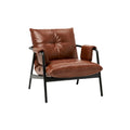 **Technische titel in het Nederlands: Comfortabele leren fauteuil met zwart metalen frame**