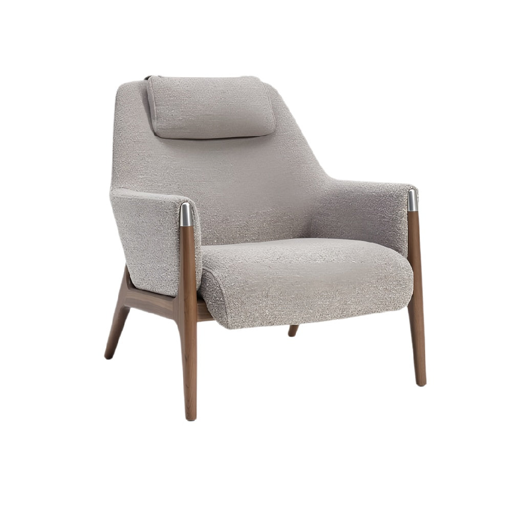 **Luxe fauteuil en tissu avec accoudoirs en bois**