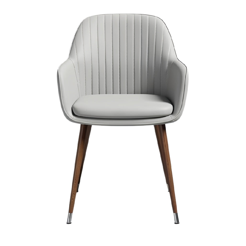 **Analysemobilier: Moderne Grijze Stoel met Houten Poten**