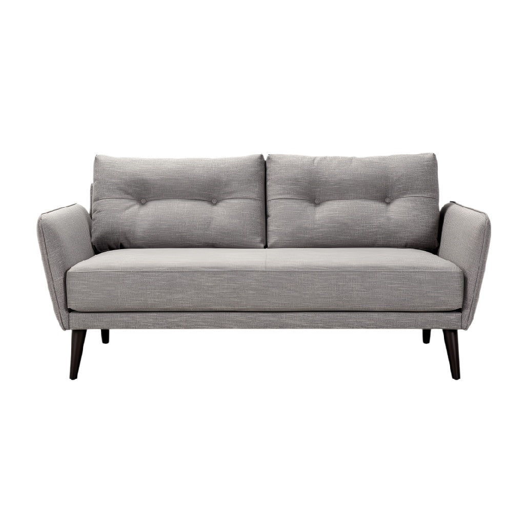 **Technische Titel in het Nederlands: Modern grijs bankstel met houten poten**