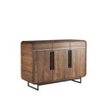 **Technische Titel in het Nederlands: Moderne houten dressoir met zwarte metalen poten**