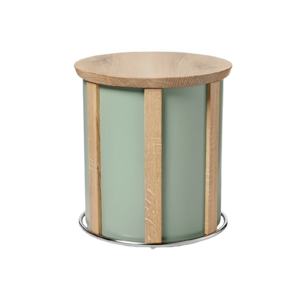 **Technische Titel in het Nederlands: "Moderne bijzettafel met groene glas en houten accenten"**